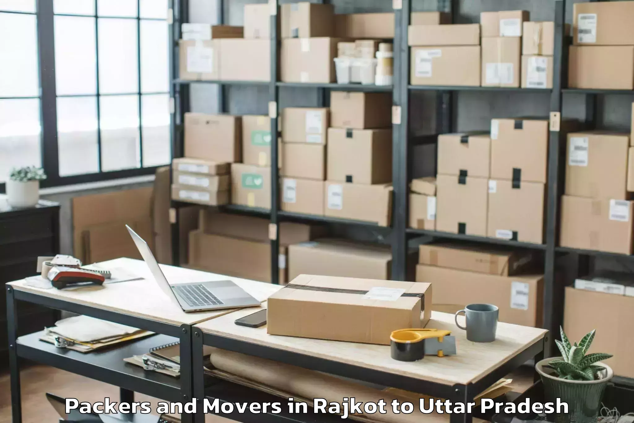 Professional Rajkot to Fun Republic Mall Lucknow Packers And Movers